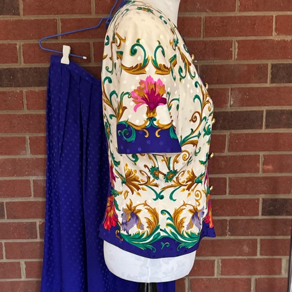 Maggy London Vintage Floral Print Jacket/Top 100% Silk - Picture 3 of 9